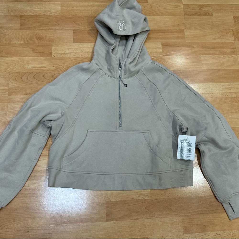 Brand New Lululemon Scuba Oversized Half-Zip Hoodie in Mojave Tan